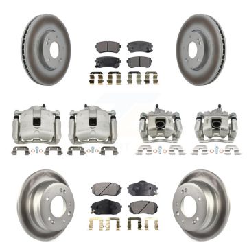 Front Rear Disc Brake Caliper Coat Rotor & Semi-Metallic Pad Kit (10Pc) For Kia Sportage KCG-100977P