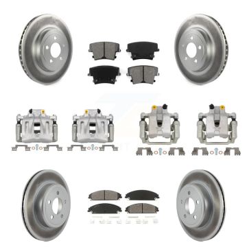Front Rear Disc Brake Caliper Coat Rotor & Semi-Metallic Pad Kit (10Pc) For Chrysler 300 KCG-100977S