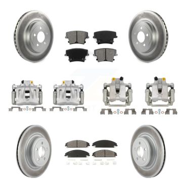 Front Rear Brake Caliper Coat Rotors Semi-Metallic Pad Kit (10Pc) For Dodge Charger 3.6L KCG-100978S