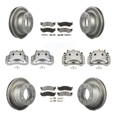 Front Rear Disc Brake Caliper Coat Rotor Semi-Metallic Pad Kit (10Pc) For Dodge Ram 3500 KCG-100979S
