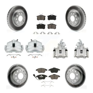 Front Rear Disc Brake Caliper Coat Rotors & Ceramic Pad Kit (10Pc) For Volkswagen Beetle KCG-100980C