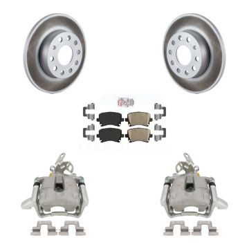 Rear Disc Brake Caliper Coated Rotors And Ceramic Pads Kit For Volkswagen Jetta Rabbit KCG-100981N