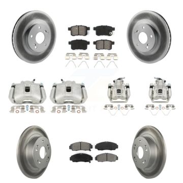 Front Rear Brake Caliper Coat Rotors Semi-Metallic Pad Kit (10Pc) For Honda Accord Acura KCG-100983S