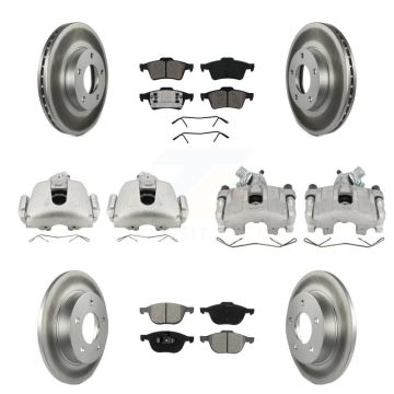 Front Rear Brake Caliper Coat Rotor & Semi-Metallic Pad Kit (10Pc) For 2005 Mazda 3 2.0L KCG-100984S