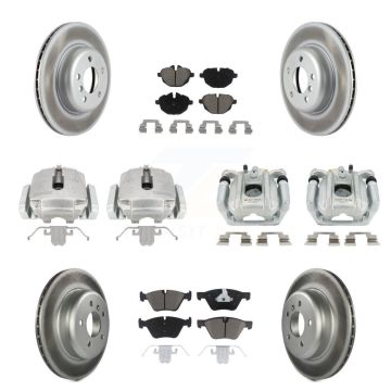 Front Rear Disc Brake Caliper Coat Rotors And Ceramic Pad Kit (10Pc) For BMW 528i xDrive KCG-100985C