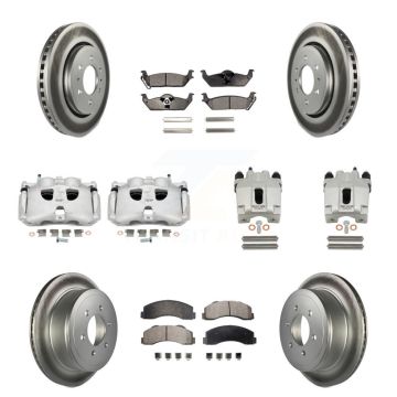 Front Rear Disc Brake Caliper Coat Rotor And Semi-Metallic Pad Kit (10Pc) For Ford F-150 KCG-100985P