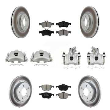 Front Rear Disc Brake Caliper Coat Rotors Semi-Metallic Pad Kit (10Pc) For Mazda 3 Sport KCG-100985S