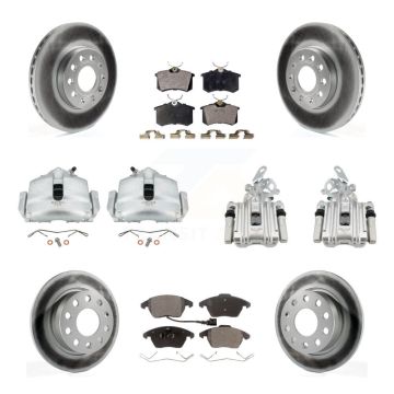 Front Rear Disc Brake Caliper Coat Rotors & Ceramic Pad Kit (10Pc) For Volkswagen Beetle KCG-100985T