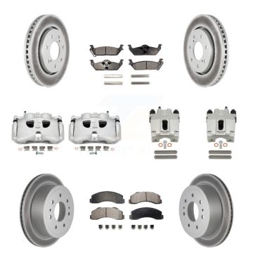 Front Rear Disc Brake Caliper Coat Rotor And Semi-Metallic Pad Kit (10Pc) For Ford F-150 KCG-100986P