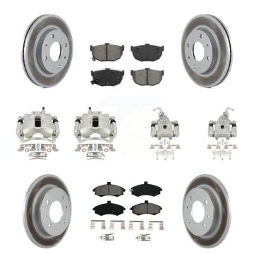 Front Rear Brake Caliper Coat Rotor And Semi-Metallic Pad Kit (10Pc) For Hyundai Elantra KCG-100986S