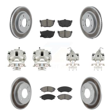 Front Rear Brake Caliper Coat Rotor And Semi-Metallic Pad Kit (10Pc) For Hyundai Elantra KCG-100987S