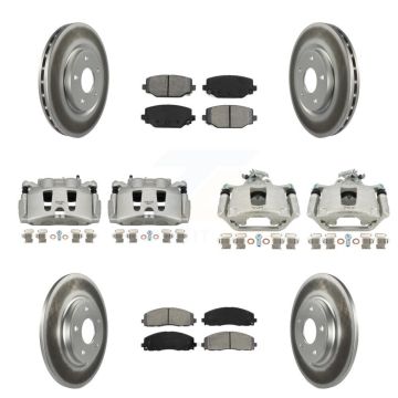 Front Rear Brake Caliper Coat Rotor Semi-Metallic Pad Kit (10Pc) For Dodge Grand Caravan KCG-100988S