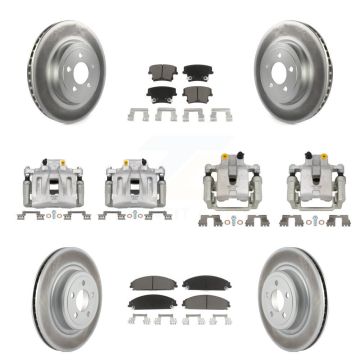 Front Rear Brake Caliper Coat Rotor & Ceramic Pad Kit (10Pc) For 2011 Dodge Charger 3.6L KCG-100990C