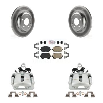 Rear Disc Brake Caliper Coat Rotors Ceramic Pad Kit For 2009 Audi A4 Quattro Convertible KCG-100990N