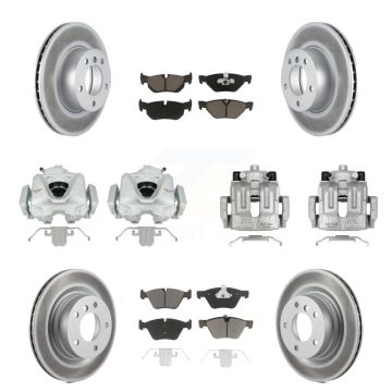 Front Rear Disc Brake Caliper Coated Rotors And Ceramic Pads Kit (10Pc) For BMW 323i KCG-100996C