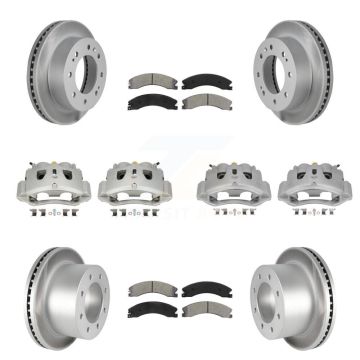 Front Rear Brake Caliper Coat Rotors Semi-Metallic Pad Kit (10Pc) For GMC Sierra 3500 HD KCG-101001S