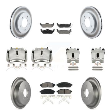 Front Rear Brake Caliper Coat Rotor Semi-Metallic Pad Kit (10Pc) For 2004 Ford F-150 4WD KCG-101002S