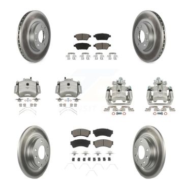 Front Rear Brake Caliper Coat Rotor & Ceramic Pad Kit (10Pc) For Ford Fusion Mazda 6 MKZ KCG-101003C