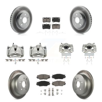 Front Rear Disc Brake Caliper Coated Rotors And Ceramic Pads Kit (10Pc) For Lexus IS250 KCG-101004C