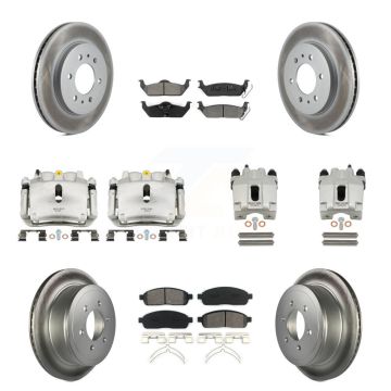 Front Rear Disc Brake Caliper Coat Rotor And Semi-Metallic Pad Kit (10Pc) For Ford F-150 KCG-101005S