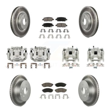 Front Rear Brake Caliper Coat Rotors & Ceramic Pad Kit (10Pc) For Nissan Murano INFINITI KCG-101006C