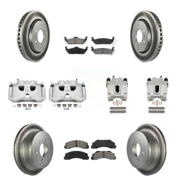 Front Rear Disc Brake Caliper Coat Rotor And Semi-Metallic Pad Kit (10Pc) For Ford F-150 KCG-101006S