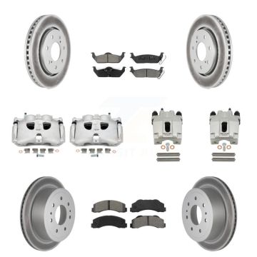 Front Rear Disc Brake Caliper Coat Rotor And Semi-Metallic Pad Kit (10Pc) For Ford F-150 KCG-101007S