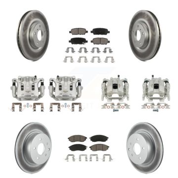Front Rear Brake Caliper Coat Rotors & Ceramic Pad Kit (10Pc) For INFINITI G37 QX50 EX37 KCG-101009C