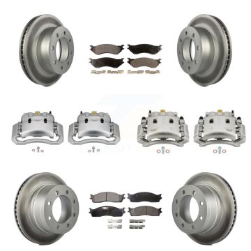 Front Rear Disc Brake Caliper Coat Rotor Semi-Metallic Pad Kit (10Pc) For Dodge Ram 3500 KCG-101009P