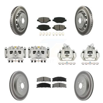 Front Rear Brake Caliper Coat Rotors & Semi-Metallic Pad Kit (10Pc) For 2016 Lincoln MKS KCG-101009S