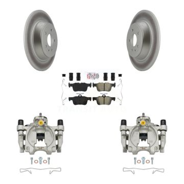Rear Brake Caliper Coat Rotor & Semi-Metallic Pad Kit For Ford Escape Fusion Lincoln MKC KCG-101010N