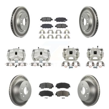 Front Rear Brake Caliper Coat Rotors Semi-Metallic Pad Kit (10Pc) For Nissan Rogue Sport KCG-101011S