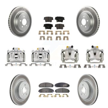 Front Rear Brake Caliper Coat Rotor & Ceramic Pad Kit (10Pc) For 2011 Dodge Charger 3.6L KCG-101011T
