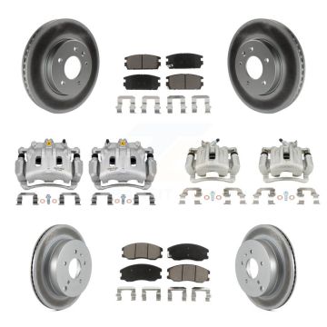 Front Rear Brake Caliper Coat Rotor Ceramic Pad Kit (10Pc) For Chevrolet Equinox Pontiac KCG-101012C