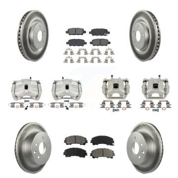 Front Rear Brake Caliper Coat Rotor And Semi-Metallic Pad Kit (10Pc) For Nissan Rogue SL KCG-101012S