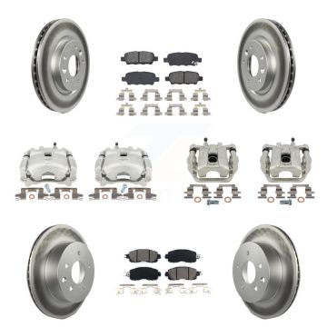 Front Rear Disc Brake Caliper Coat Rotors & Semi-Metallic Pad Kit (10Pc) For Nissan LEAF KCG-101013S