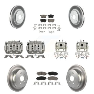 Front Rear Disc Brake Caliper Coated Rotors And Ceramic Pads Kit (10Pc) For Acura RDX KCG-101014C