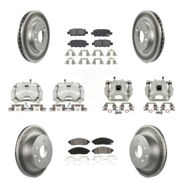 Front Rear Disc Brake Caliper Coat Rotors & Semi-Metallic Pad Kit (10Pc) For Nissan LEAF KCG-101014S
