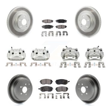 Front Rear Brake Caliper Coat Rotor & Ceramic Pad Kit (10Pc) For Subaru Forester Impreza KCG-101014T