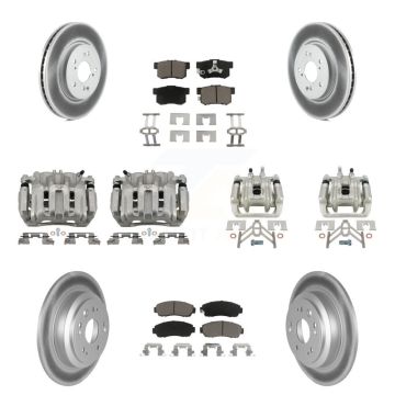Front Rear Brake Caliper Coat Rotors & Ceramic Pad Kit (10Pc) For Honda Accord Crosstour KCG-101015C