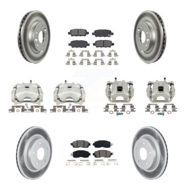 Front Rear Disc Brake Caliper Coat Rotors & Semi-Metallic Pad Kit (10Pc) For Nissan LEAF KCG-101015S
