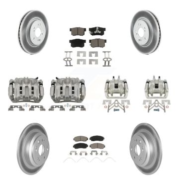 Front Rear Brake Caliper Coat Rotors & Ceramic Pad Kit (10Pc) For Honda Accord Crosstour KCG-101016C
