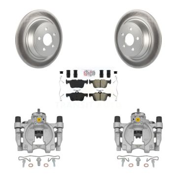 Rear Brake Caliper Coat Rotor & Semi-Metallic Pad Kit For Ford Fusion Lincoln MKZ Police KCG-101016N