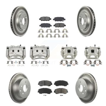 Front Rear Disc Brake Caliper Coat Rotor & Semi-Metallic Pad Kit (10Pc) For Nissan Rogue KCG-101016S