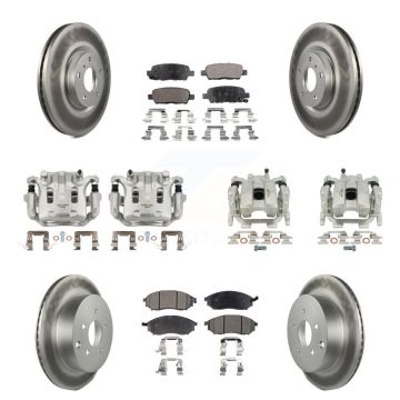 Front Rear Brake Caliper Coat Rotors & Ceramic Pad Kit (10Pc) For Nissan Murano INFINITI KCG-101016T