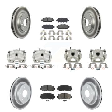 Front Rear Brake Caliper Coat Rotors Semi-Metallic Pad Kit (10Pc) For Nissan Rogue Sport KCG-101017S