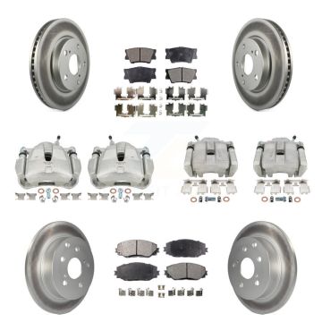 Front Rear Disc Brake Caliper Coat Rotor Semi-Metallic Pad Kit (10Pc) For Toyota RAV4 LE KCG-101018P