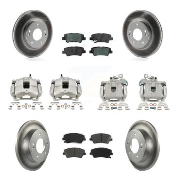 Front Rear Brake Caliper Coat Rotor And Semi-Metallic Pad Kit (10Pc) For Hyundai Elantra KCG-101018S