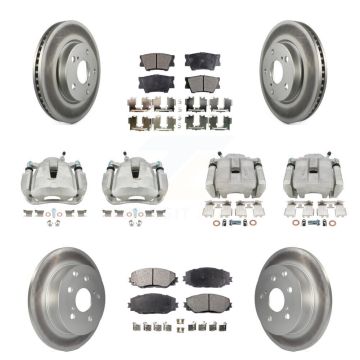Front Rear Disc Brake Caliper Coat Rotor Semi-Metallic Pad Kit (10Pc) For Toyota RAV4 LE KCG-101019P