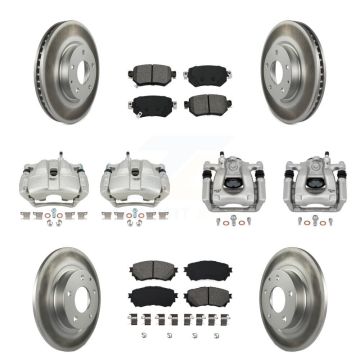 Front Rear Disc Brake Caliper Coated Rotors And Semi-Metallic Pad Kit (10Pc) For Mazda 6 KCG-101019S
